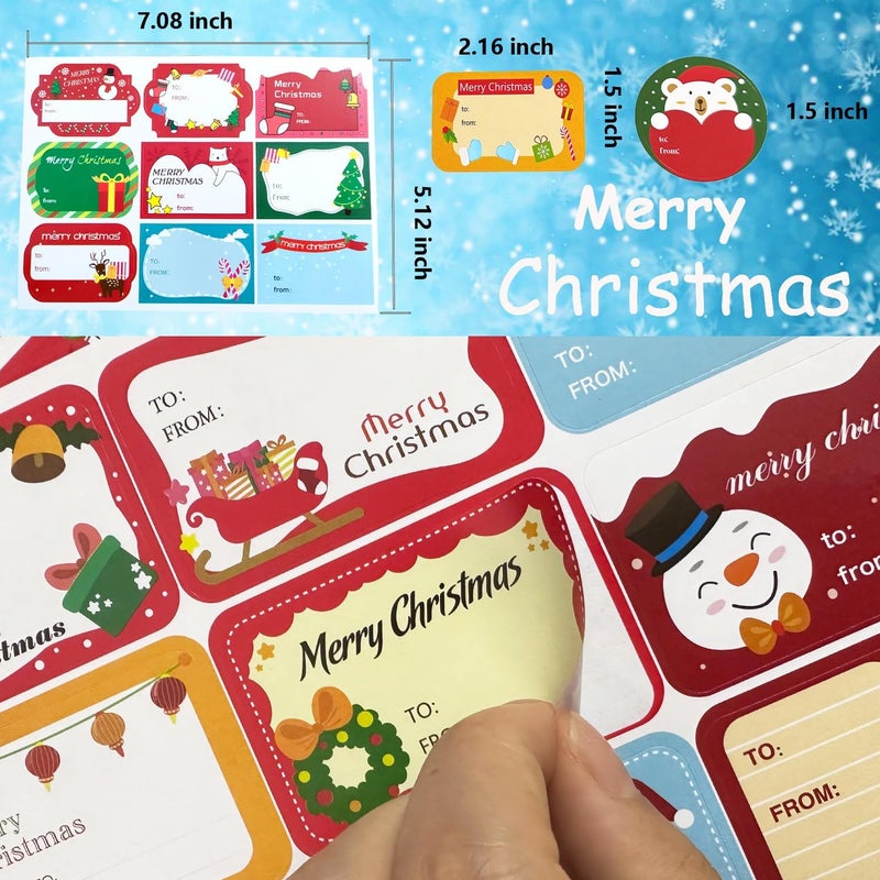 Ccswybf Christmas Stickers Labels,108Pcs Christmas Tags Labels Christmas Name Gift Labels Xmas Gift Tag Stickers Christma Labels Stickers Christmas Self-Adhesive Stickers for Present - Image 2